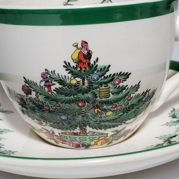 Spode Christmas Tree Teacup and Saucer England - Picture 3 of 8